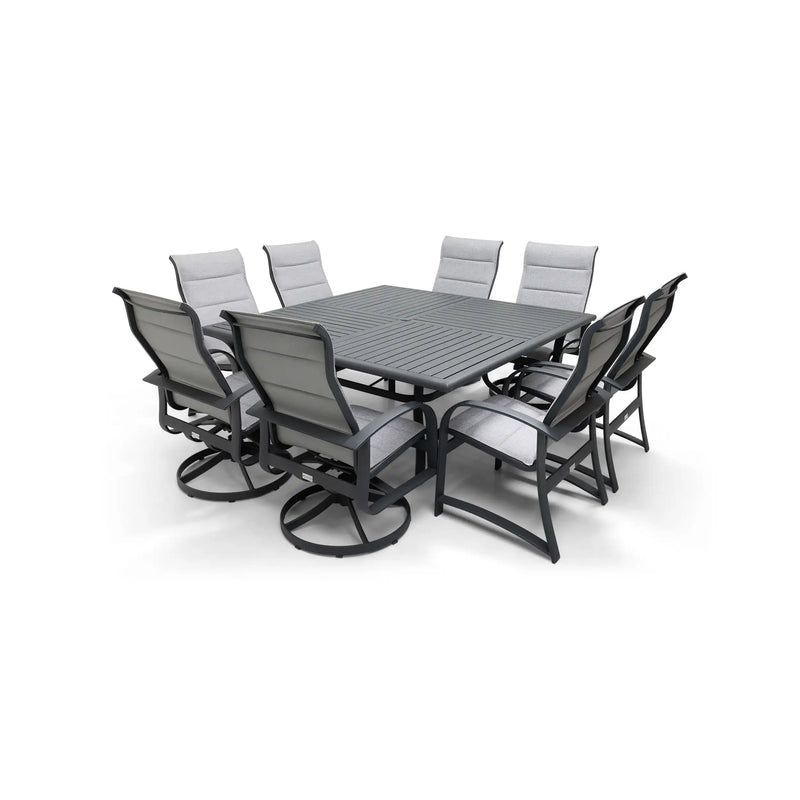 Wakefield 9 Piece Padded Sling Square Dining Group - The Great Escape