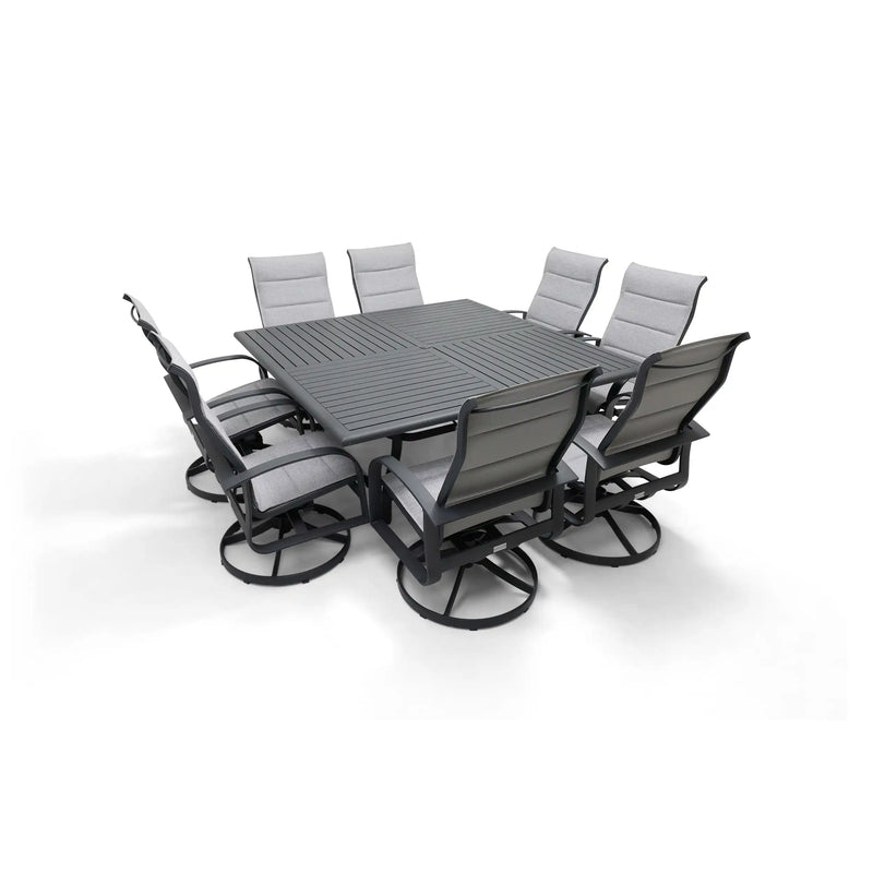 Wakefield 9 Piece Padded Sling Square Dining Group - The Great Escape