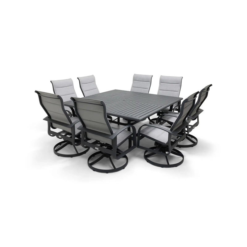 Wakefield 9 Piece Padded Sling Square Dining Group - The Great Escape