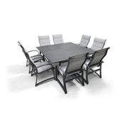 Wakefield 9 Piece Padded Sling Square Dining Group - The Great Escape