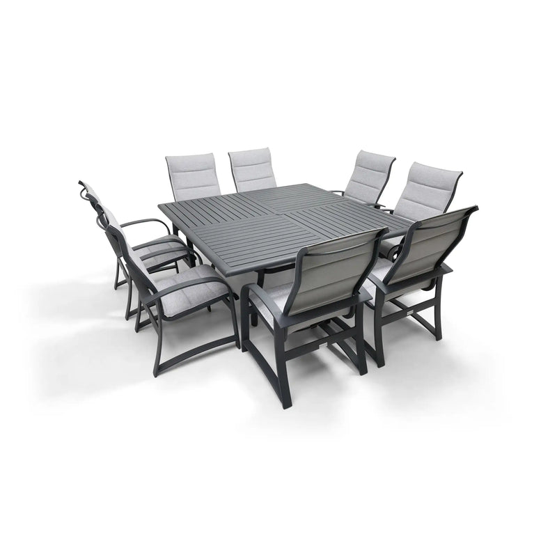 Wakefield 9 Piece Padded Sling Square Dining Group - The Great Escape