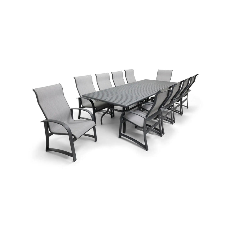 Wakefield 11 Piece Sling Dining Group W/ 44"x112" Rect. Table - The Great Escape