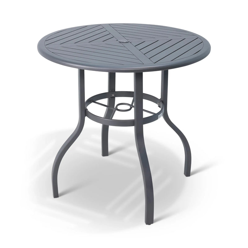42 Inch Round Graphite Farnham Slat Bar Height Table - The Great Escape