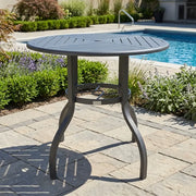 42 Inch Round Graphite Farnham Slat Bar Height Table - The Great Escape