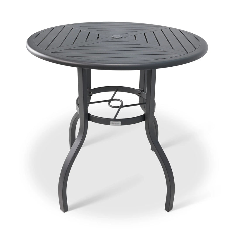 42 Inch Round Graphite Farnham Slat Bar Height Table - The Great Escape