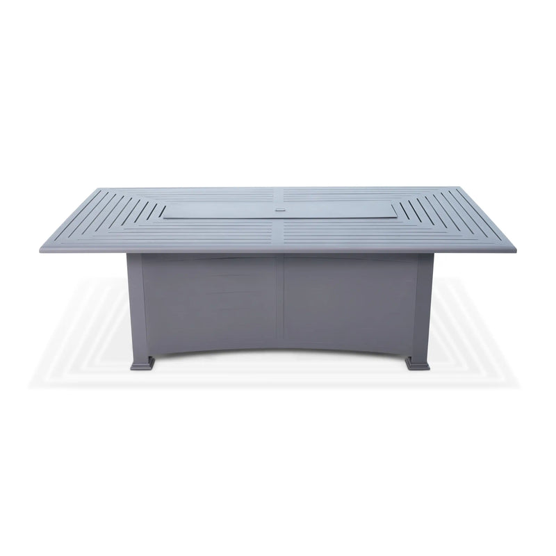 44x84 Inch Rectangle Firepit Graphite Farnham Slat Table - The Great Escape