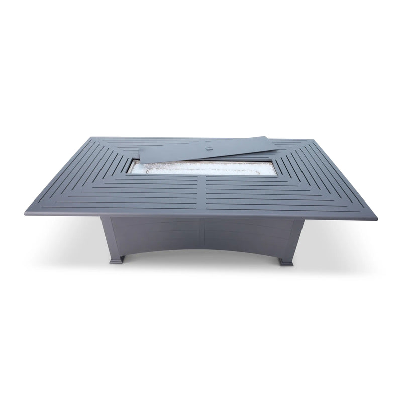 44x84 Inch Rectangle Firepit Graphite Farnham Slat Table - The Great Escape