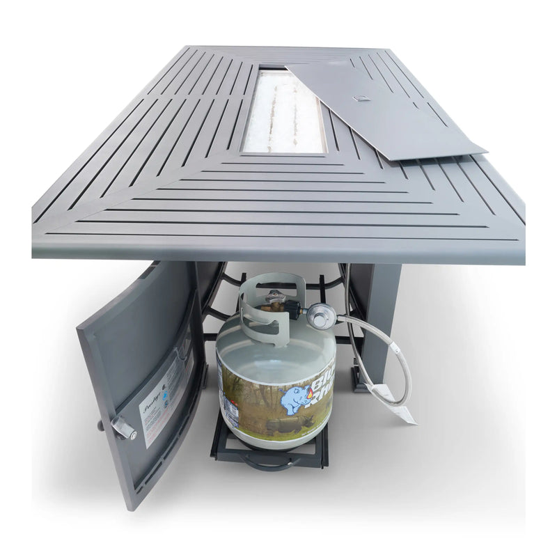 44x84 Inch Rectangle Firepit Graphite Farnham Slat Table - The Great Escape