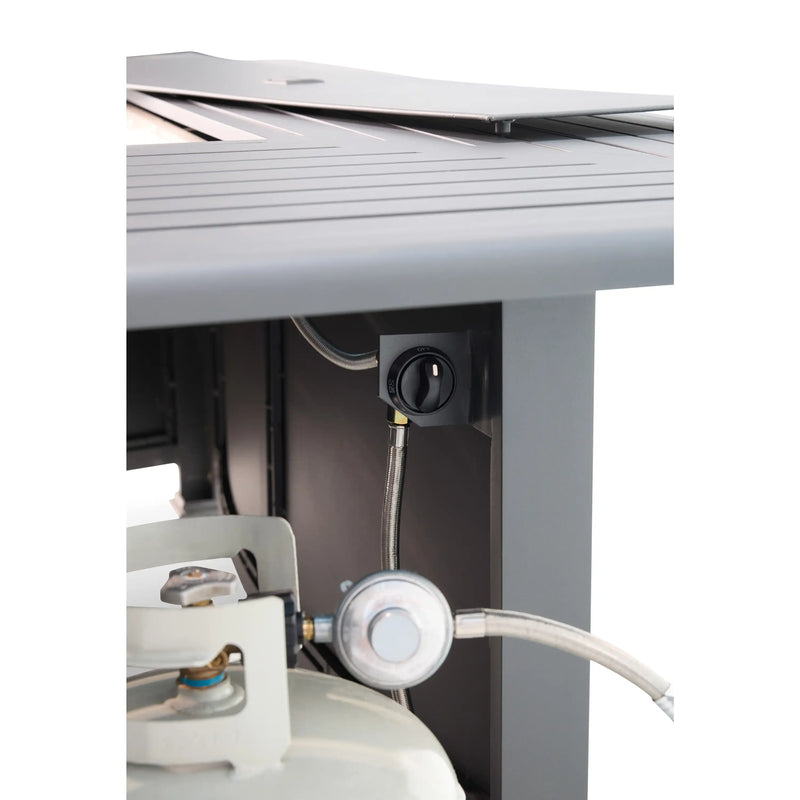 44x84 Inch Rectangle Firepit Graphite Farnham Slat Table - The Great Escape