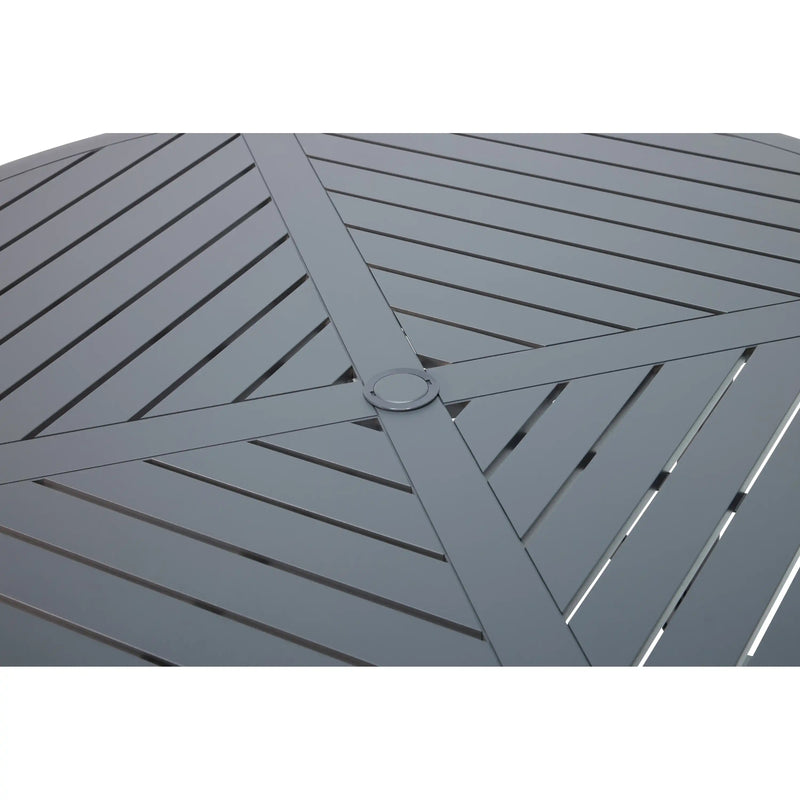 54 Inch Round Graphite Farnham Slat Table - The Great Escape