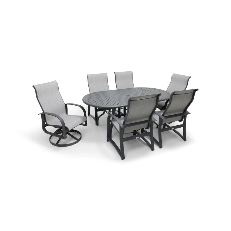 Wakefield 7 Piece Sling Round Dining Group - The Great Escape