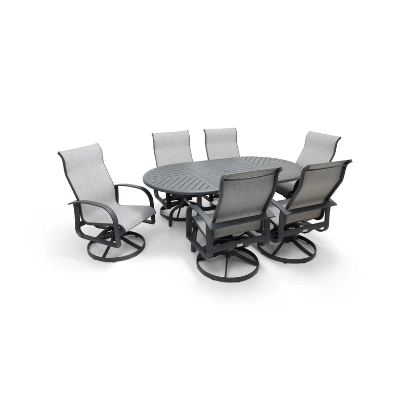 Wakefield 7 Piece Sling Round Dining Group - The Great Escape