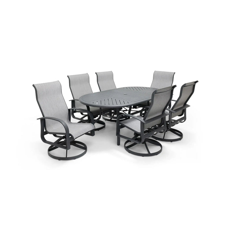 Wakefield 7 Piece Sling Round Dining Group - The Great Escape
