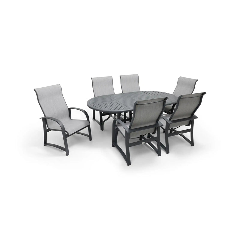 Wakefield 7 Piece Sling Round Dining Group - The Great Escape