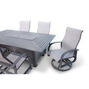 Wakefield II 7 Piece Firepit Dining Group With Two Swivel Rockers - The Great Escape
