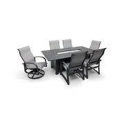 Wakefield 7 Piece Sling Firepit Dining Group - The Great Escape