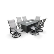 Wakefield 7 Piece Sling Firepit Dining Group - The Great Escape