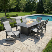 Wakefield 7 Piece Sling Firepit Dining Group - The Great Escape