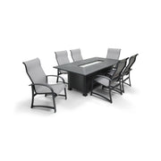 Wakefield 7 Piece Sling Firepit Dining Group - The Great Escape