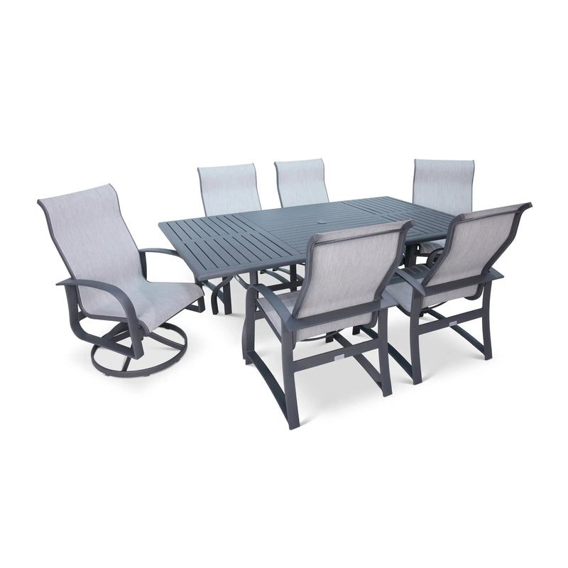 Wakefield 7 Piece Sling Dining Group With 2 Swivel Rockers - The Great Escape