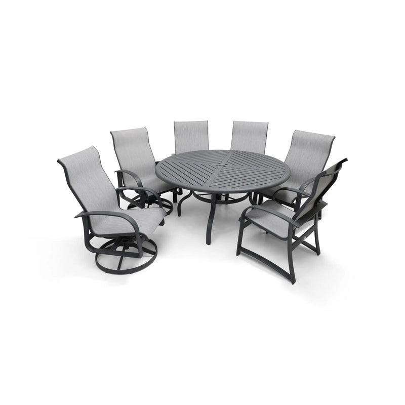 Wakefield 7 Piece Sling Round Dining Group - The Great Escape