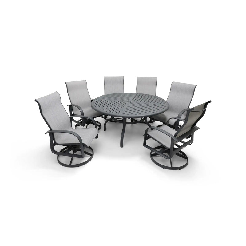 Wakefield 7 Piece Sling Round Dining Group - The Great Escape