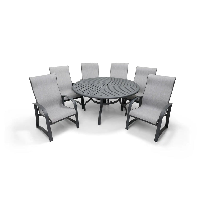 Wakefield 7 Piece Sling Round Dining Group - The Great Escape