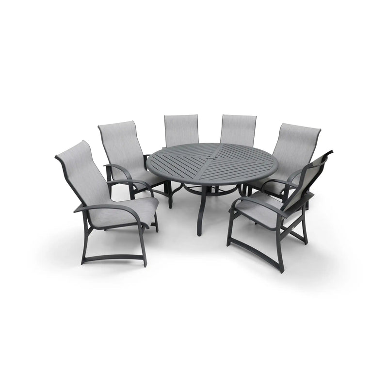 Wakefield 7 Piece Sling Round Dining Group - The Great Escape