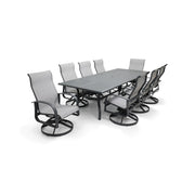 Wakefield 9 Piece Sling Dining Group W/ 44"x112" Rect. Table - The Great Escape