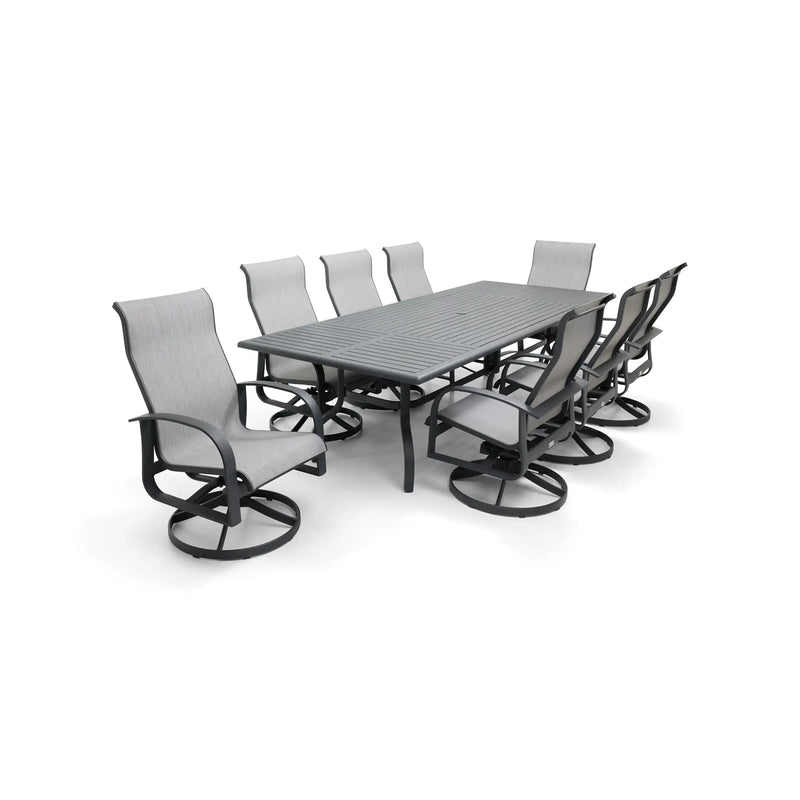Wakefield 9 Piece Sling Dining Group W/ 44"x112" Rect. Table - The Great Escape