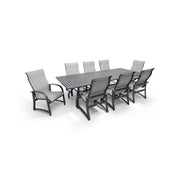 Wakefield 9 Piece Sling Dining Group W/ 44"x112" Rect. Table - The Great Escape
