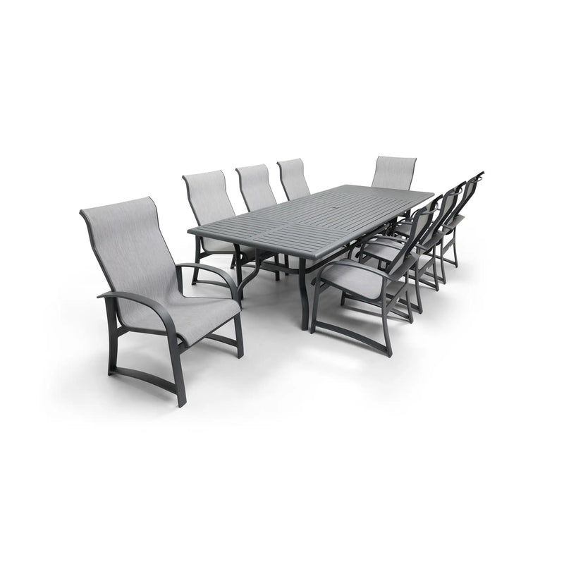 Wakefield 9 Piece Sling Dining Group W/ 44"x112" Rect. Table - The Great Escape