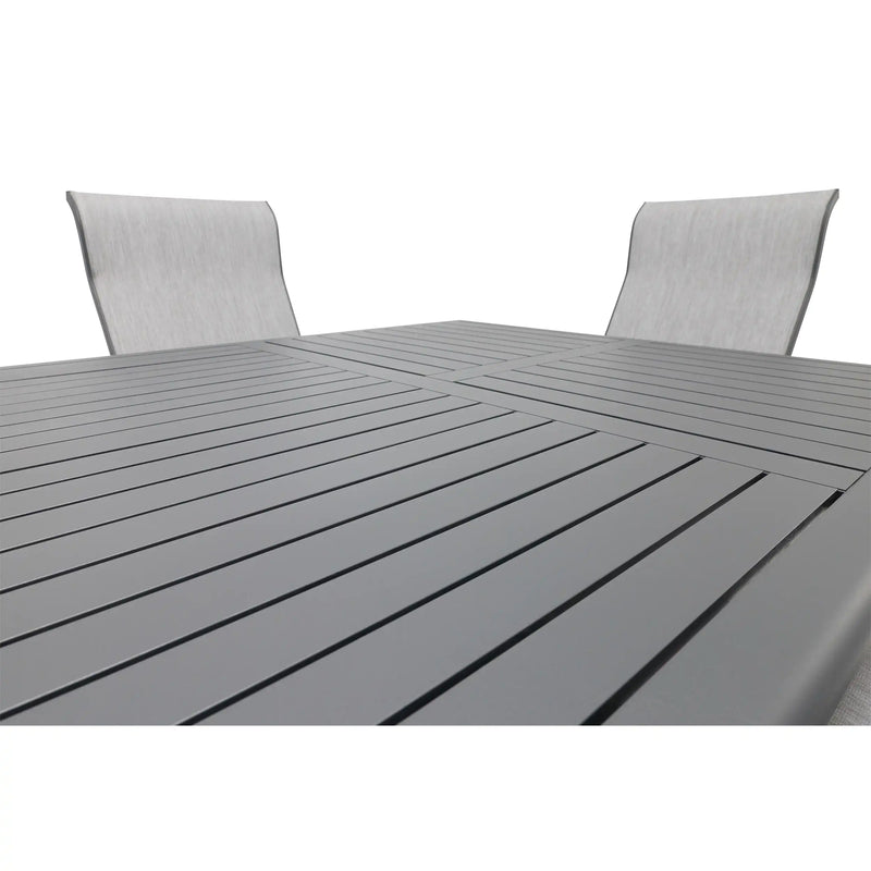 Wakefield 9 Piece Sling Dining Group W/ 44"x112" Rect. Table - The Great Escape