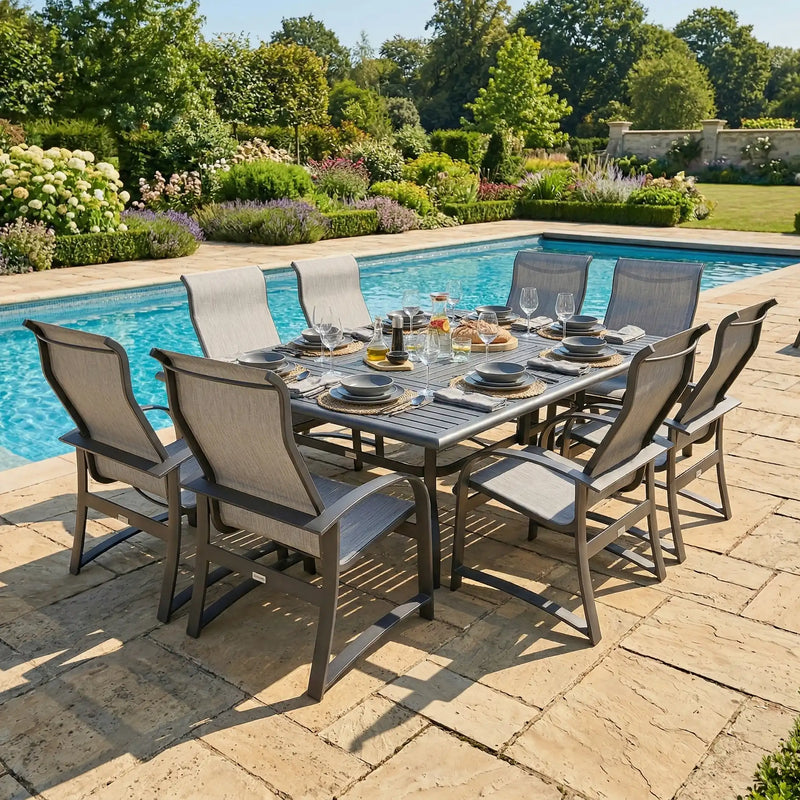 Wakefield 9 Piece 60"x84" Rect. Table Sling Dining Group - The Great Escape