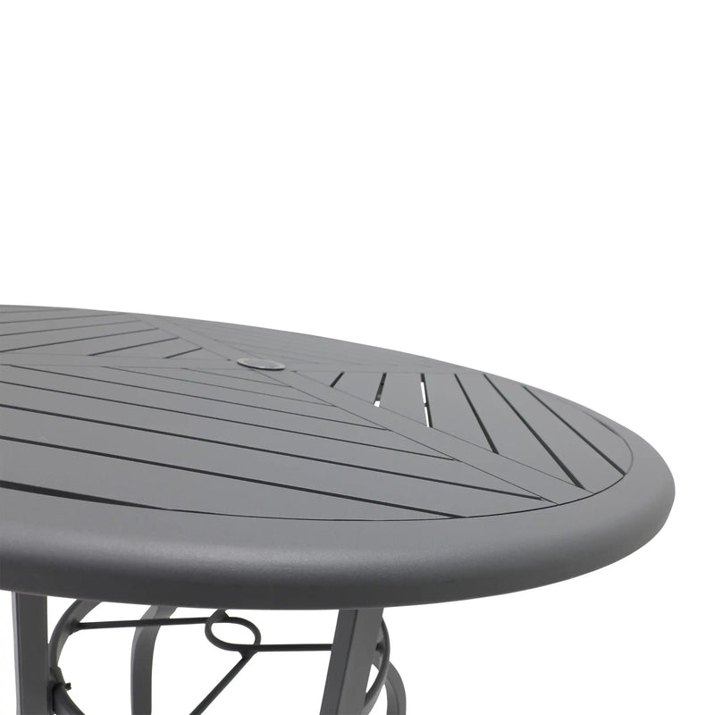 42 Inch Round Graphite Farnham Slat Bar Height Table - The Great Escape