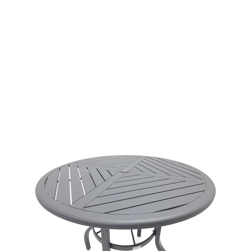 42 Inch Round Graphite Farnham Slat Bar Height Table - The Great Escape