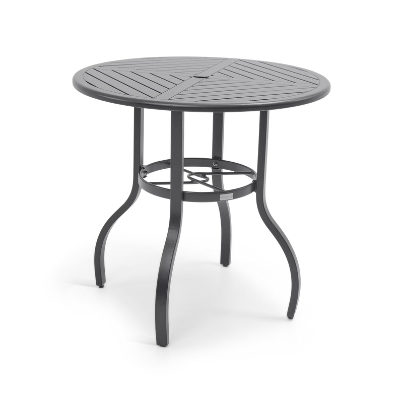 42 Inch Round Graphite Farnham Slat Bar Height Table - The Great Escape