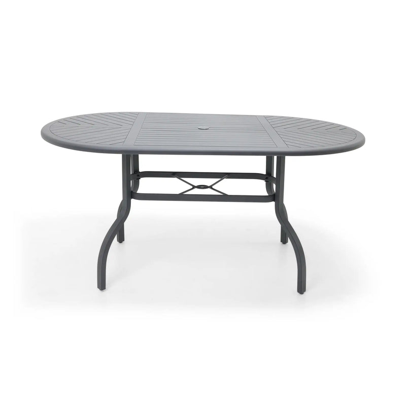 42x76 Inch Oval Graphite Farnham Slat Counter Height Table - The Great Escape