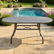 42"x76" Oval Slat Counter Height Table Graphite - The Great Escape