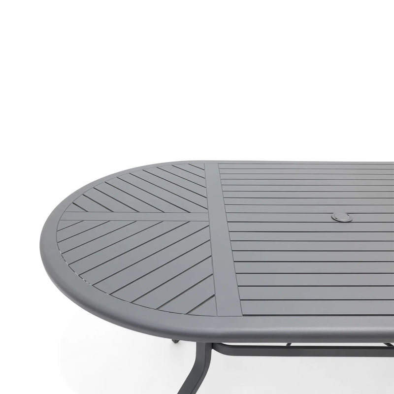 42x76 Inch Oval Graphite Farnham Slat Counter Height Table - The Great Escape