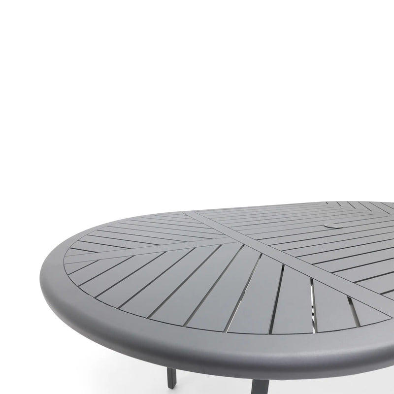 42x76 Inch Oval Graphite Farnham Slat Counter Height Table - The Great Escape