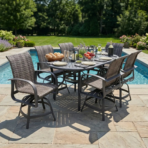 Wakefield 7 Piece Woven Counter Height Group - The Great Escape