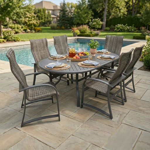 Wakefield 7 Piece Woven Oval Dining Group - The Great Escape
