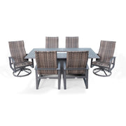 Wakefield 7 Piece Woven Dining Firepit Group With 2 Swivel Rockers - The Great Escape