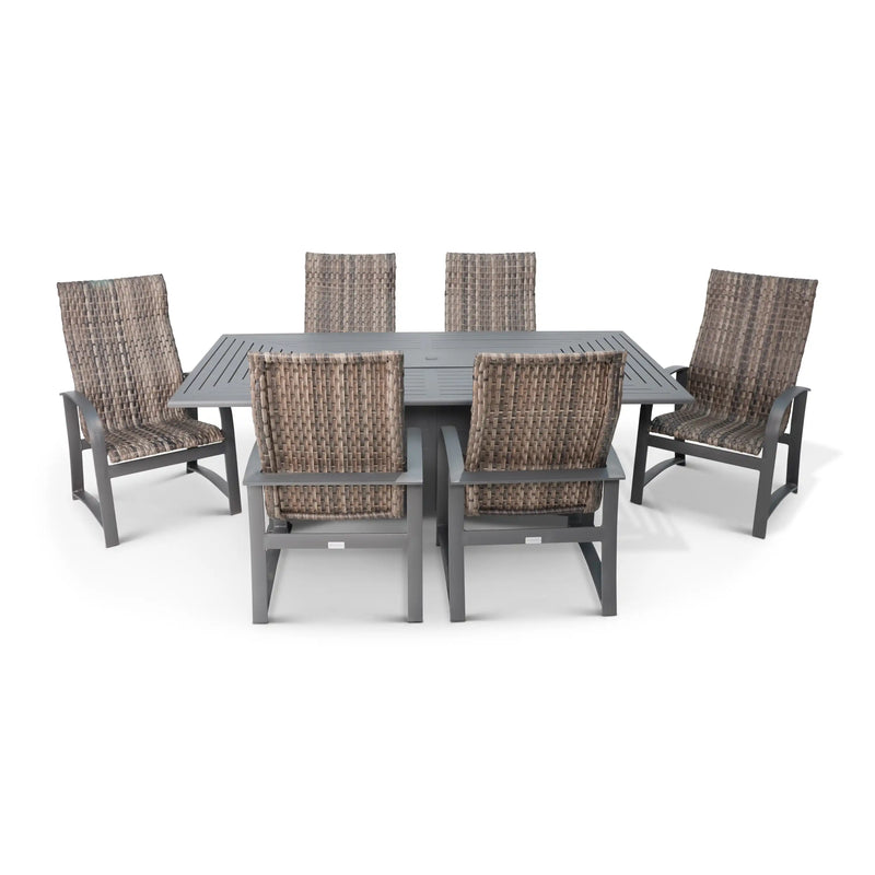 Wakefield 7 Piece Woven Dining Firepit Group - The Great Escape