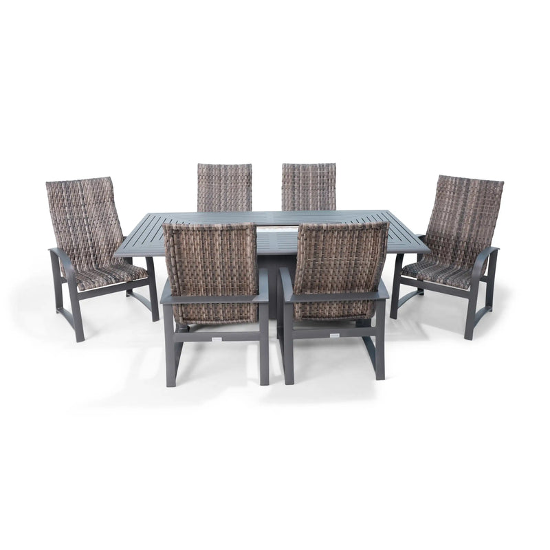 Wakefield 7 Piece Woven Dining Firepit Group - The Great Escape