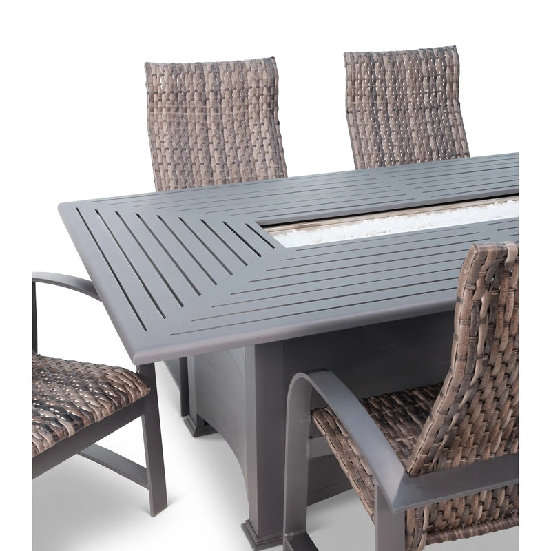 Wakefield 7 Piece Woven Dining Firepit Group - The Great Escape