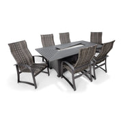Wakefield 7 Piece Woven Firepit Dining Group - The Great Escape