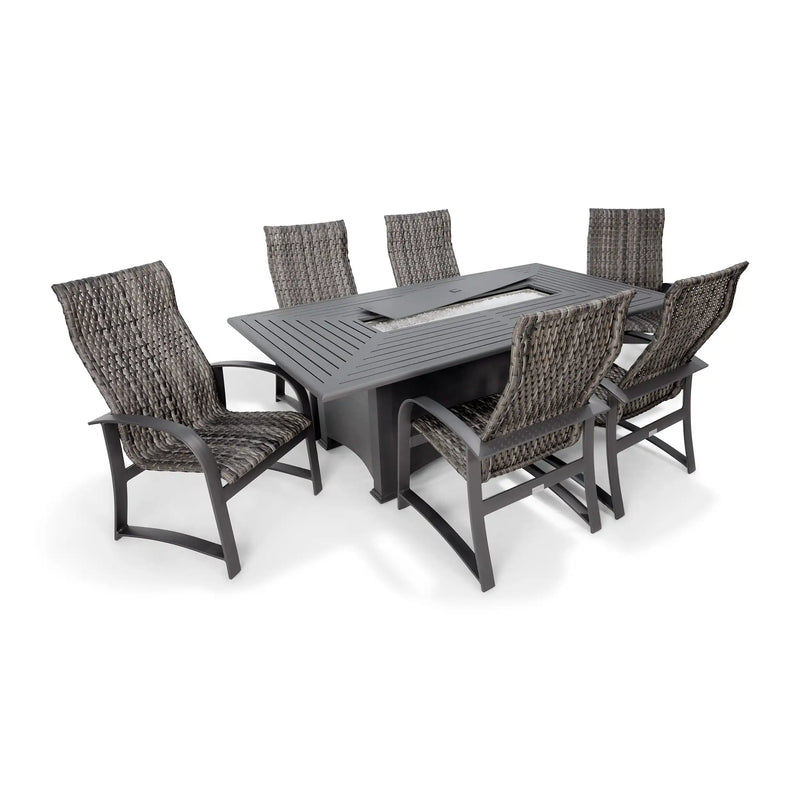 Wakefield 7 Piece Woven Firepit Dining Group - The Great Escape