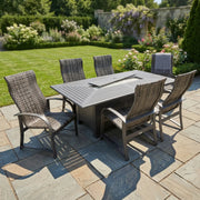 Wakefield 7 Piece Woven Firepit Dining Group - The Great Escape